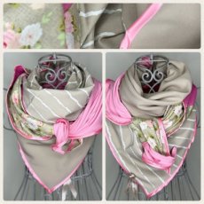 Flowers & Lines - Taupe & Pink